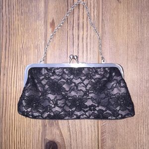 Banana Republic Lace & Satin Evening Bag - Black